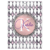 ピンク赤面ハーレクインモノグラム クリップボード (裏面)