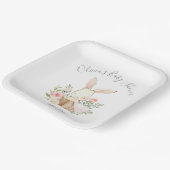 ピンク赤面バニーラビットガールベビー ペーパープレート (傾斜あり)