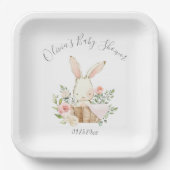ピンク赤面バニーラビットガールベビー ペーパープレート (正面)