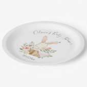 ピンク赤面バニーラビットベビーガールシャワー ペーパープレート (アングル)