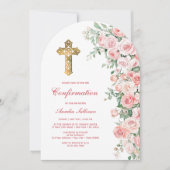 ピンク赤面バラアーチ確認 招待状 (正面)