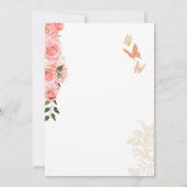 ピンク赤面バラエレガントバタフライキンセアニェラInv 招待状 (裏面)