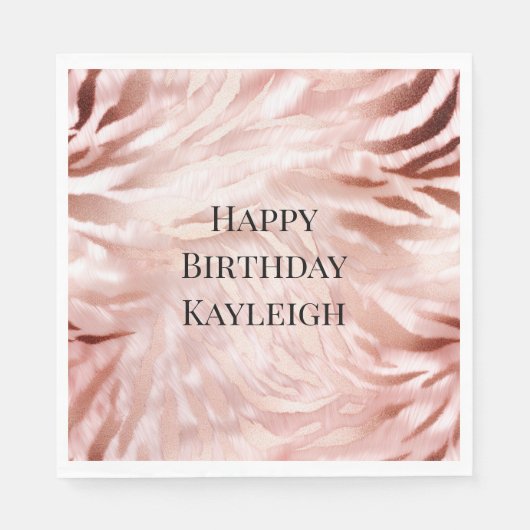 ピンク赤面バラゼブラ動物 スタンダードランチョンナプキン (正面)