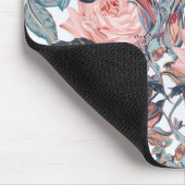 ピンク赤面バラデザイン マウスパッド (コーナー)