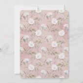 ピンク赤面バラホワイトフローラブライダルシャワー 招待状 (裏面)