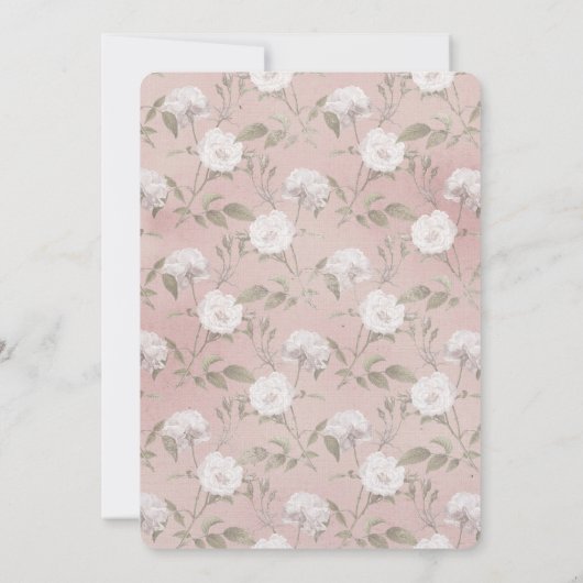 ピンク赤面バラホワイトフローラブライダルシャワー 招待状 (裏面)