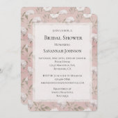 ピンク赤面バラホワイトフローラブライダルシャワー 招待状 (正面/裏面)