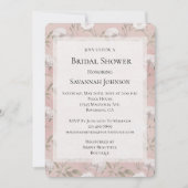ピンク赤面バラホワイトフローラブライダルシャワー 招待状 (正面)