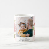 ピンク赤面バラ写真 コーヒーマグカップ (中央)