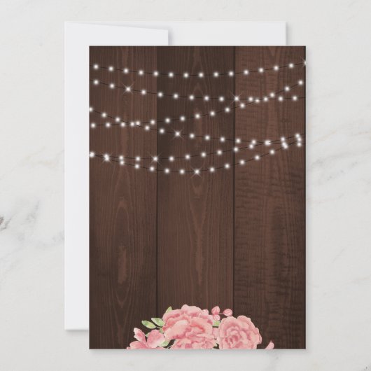 ピンク赤面バラ牡丹ルスチック卒業パーティー 招待状 (裏面)