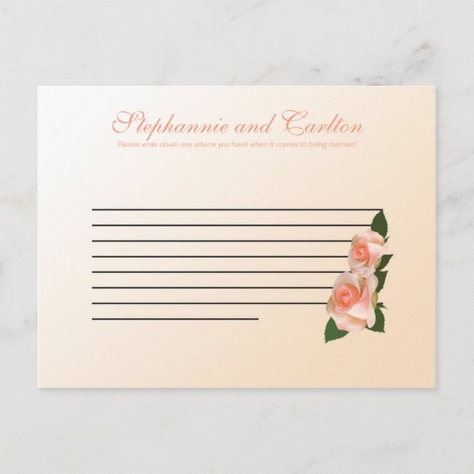 ピンク赤面バラ結婚の書き込み可能アドバイスカード アドバイスカード (正面)
