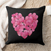 ピンク赤面バラ花弁ハートクッション クッション (ブランケット)