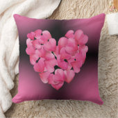 ピンク赤面バラ花弁ハートクッション クッション (ブランケット)