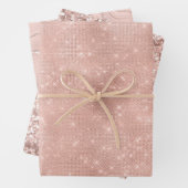 ピンク赤面バラ金ゴールドグリジーグリッターグラム誕生日 ラッピングペーパーシート (インサイチュ)