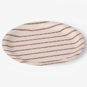 ピンク赤面バラ金ゴールドグリッターストライプパターン ペーパープレート (アングル)