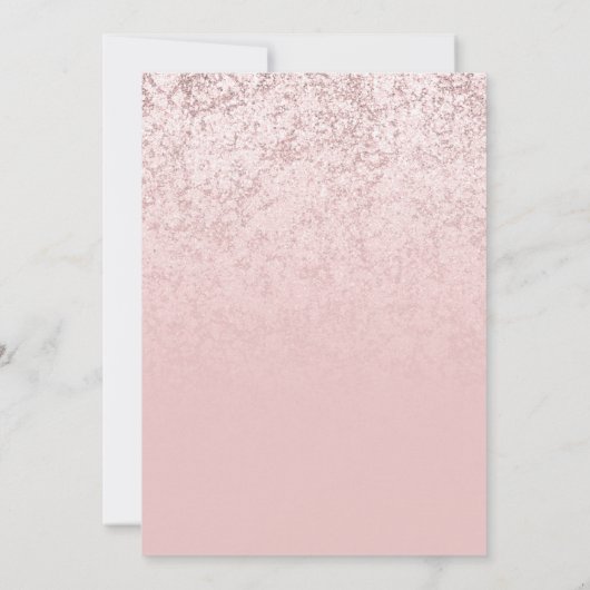 ピンク赤面バラ金ゴールドグリッターマーブルグラムスウィート16 招待状 (裏面)