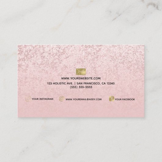 ピンク赤面バラ金ゴールドグリッターマーブルグラム美しい 名刺 (裏面)