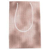 ピンク赤面バラ金ゴールド誕生日 ミディアムペーパーバッグ (正面)