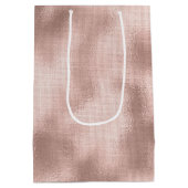 ピンク赤面バラ金ゴールド誕生日 ミディアムペーパーバッグ (裏面)