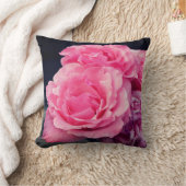 ピンク赤面バラ クッション (ブランケット)
