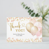 ピンク赤面バルーンベビーシャワーサンキューカード サンキューカード (スタンド正面)