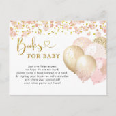 ピンク赤面バルーンベビーシャワーブックベビー インビテーションポストカード (正面)