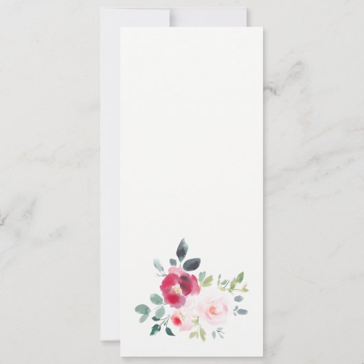 ピンク赤面バーガンディバラウォーター結婚カラーのメニュー 招待状 (裏面)