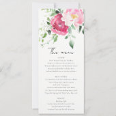 ピンク赤面バーガンディバラウォーター結婚カラーのメニュー 招待状 (正面)