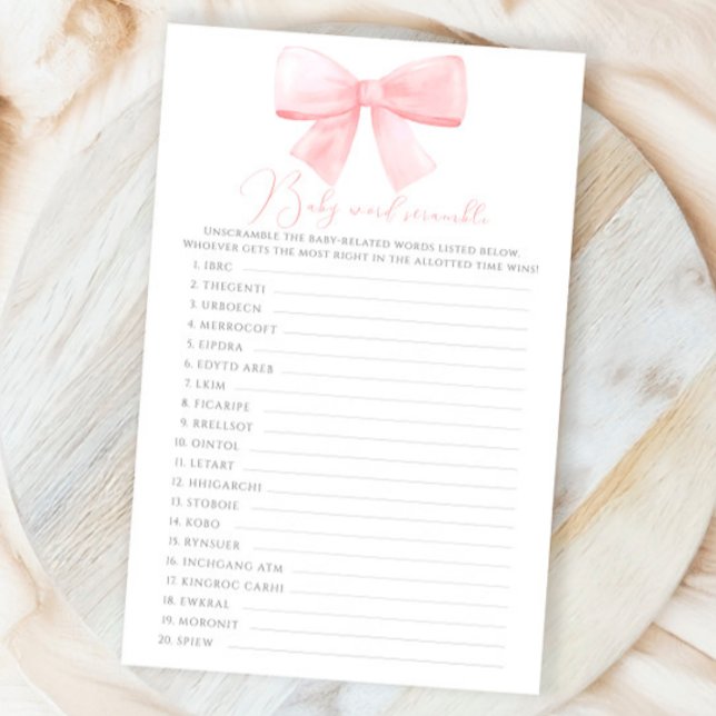 ピンク赤面パステルボウベビーワードスクランブルゲーム (クリエイターアップロード済み)