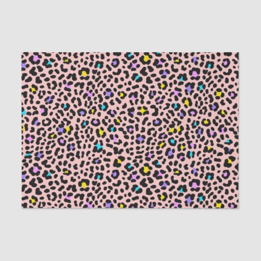 ピンク赤面ヒョウ斑点アニマルプリント 薄葉紙 (正面)