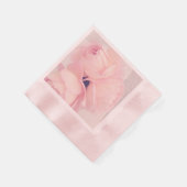 ピンク赤面ピンクローズ 縁ありカクテルナプキン (角)