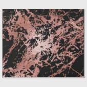 ピンク赤面ピンク金ゴールドブラック大理石光沢メタリック ラッピングペーパー (フラット)