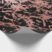 ピンク赤面ピンク金ゴールドブラック大理石光沢メタリック ラッピングペーパー (角)