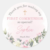 ピンク赤面ファーストコミューニオンフェイスシール ラウンドシール (正面)