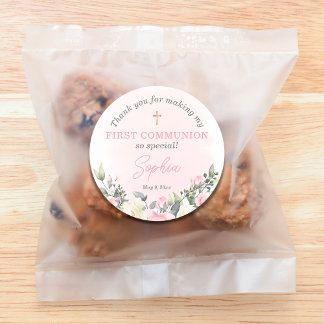 ピンク赤面ファーストコミューニオンフェイスシール ラウンドシール