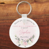 ピンク赤面ファースト・コミュニオンキーチェーンのお願い キーホルダー (正面)