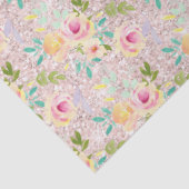 ピンク赤面フェイクグリッタースパークルフローラ水彩 薄葉紙 (詳細)