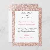 ピンク赤面フェイクグリッター結婚式招待状 招待状 (正面/裏面)