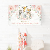 ピンク赤面フラワージャングルサファリベビーガールウェルカム 横断幕 (インサイチュ)