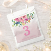 ピンク赤面フラワーズガールズチャイルズバースデーパーティー フェイバーバッグ (クリップ留めされた状態)