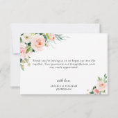 ピンク赤面フラワーズグリーナリーフローラ3フォト サンキューカード (裏面)