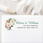 ピンク赤面フラワーズグリーンフローラ差出人住所 ラベル (インサイチュ)