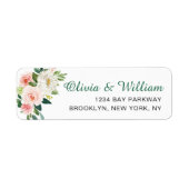 ピンク赤面フラワーズグリーンフローラ差出人住所 ラベル (正面)