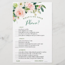 ピンク赤面フラワーズグリーンブライダルシャワーゲーム