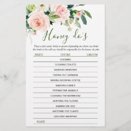 ピンク赤面フラワーズグリーンブライダルシャワーゲーム