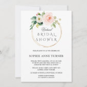 ピンク赤面フラワーズバーチャルブライダルシャワーバイメール 招待状 (正面)