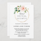 ピンク赤面フラワーズバーチャルブライダルシャワーバイメール 招待状 (正面/裏面)