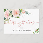 ピンク赤面フラワーズブライダルシャワーデイトナイトアイディア アドバイスカード (正面)