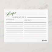 ピンク赤面フラワーズブライダルシャワーレシピカード ポストカード (裏面)