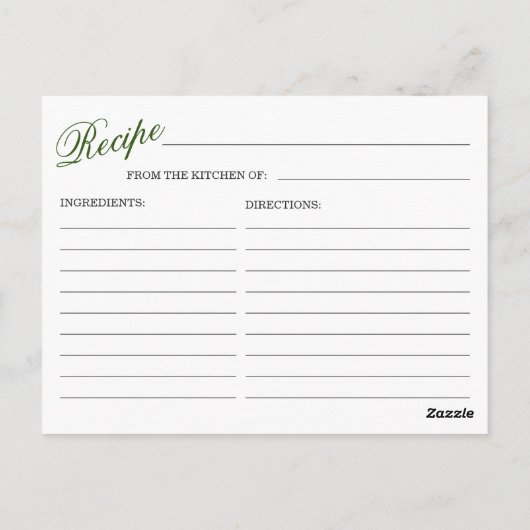 ピンク赤面フラワーズブライダルシャワーレシピカード ポストカード (裏面)